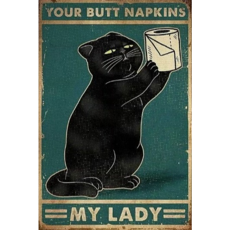 Black Funny Cat Metal Sign Vin - Wine Tag Label recensie en prijs